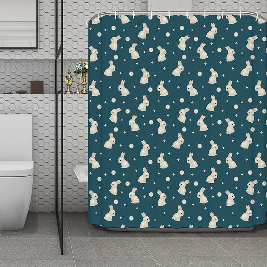 Baby Rabbit Pattern Print Polyester Shower Curtain