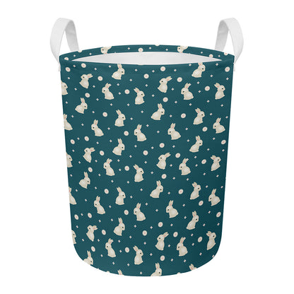 Baby Rabbit Pattern Print Round Laundry Basket