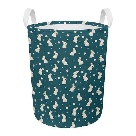 Baby Rabbit Pattern Print Round Laundry Basket
