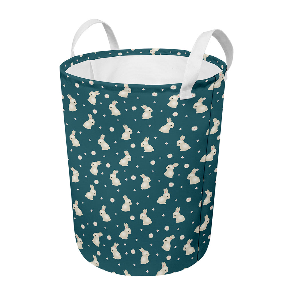 Baby Rabbit Pattern Print Round Laundry Basket