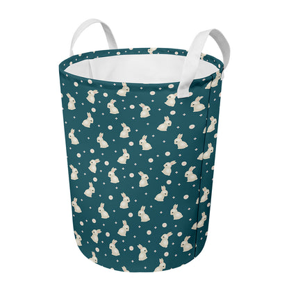 Baby Rabbit Pattern Print Round Laundry Basket