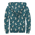 Baby Rabbit Pattern Print Sherpa Lined Zip Up Hoodie