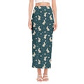 Baby Rabbit Pattern Print Side Slit Maxi Skirt