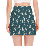 Baby Rabbit Pattern Print Side Slit Mini Skirt