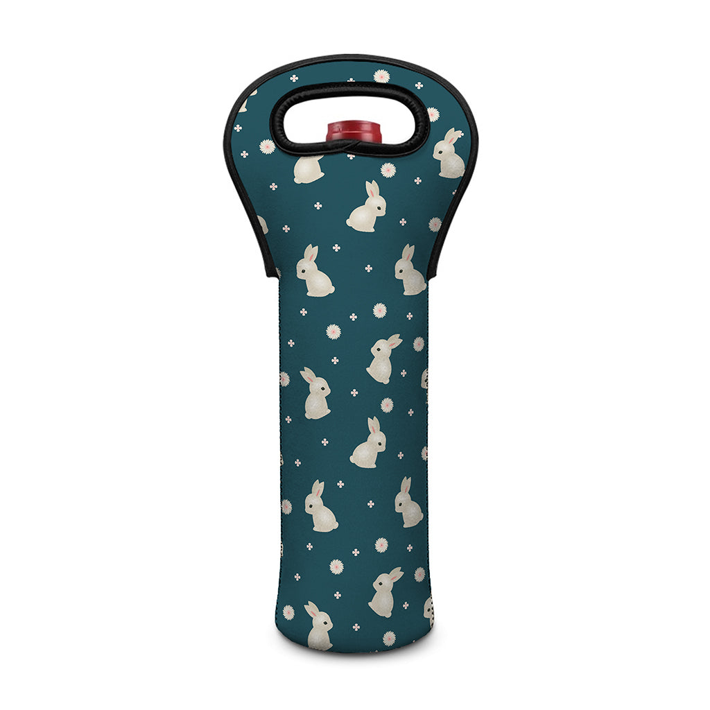 Baby Rabbit Pattern Print Single Neoprene Wine Tote