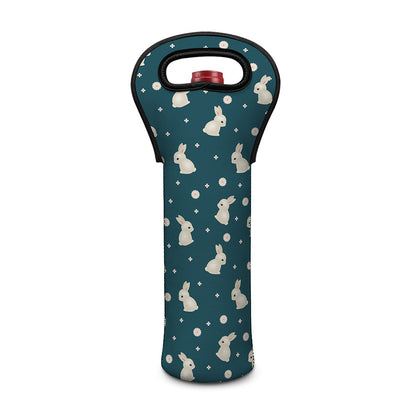 Baby Rabbit Pattern Print Single Neoprene Wine Tote