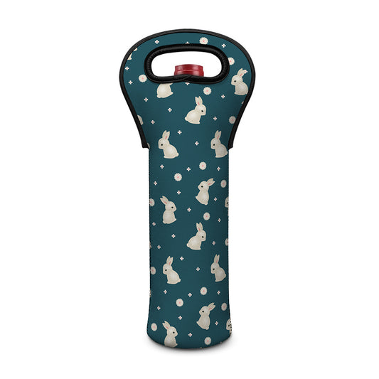Baby Rabbit Pattern Print Single Neoprene Wine Tote