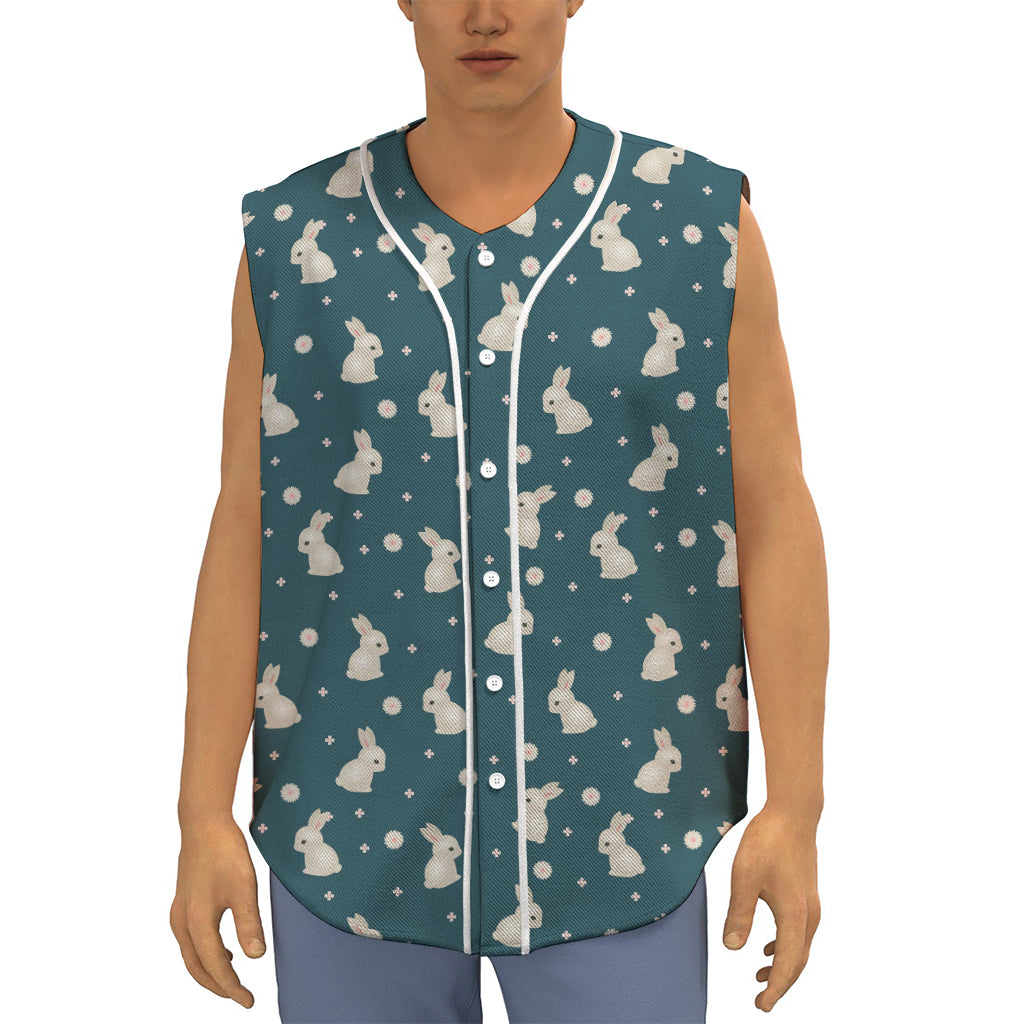 Baby Rabbit Pattern Print Sleeveless Baseball Jersey