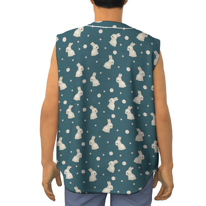 Baby Rabbit Pattern Print Sleeveless Baseball Jersey
