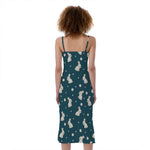 Baby Rabbit Pattern Print Slim Fit Midi Cami Dress