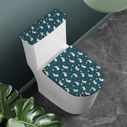 Baby Rabbit Pattern Print Toilet Lid And Tank Cover Set