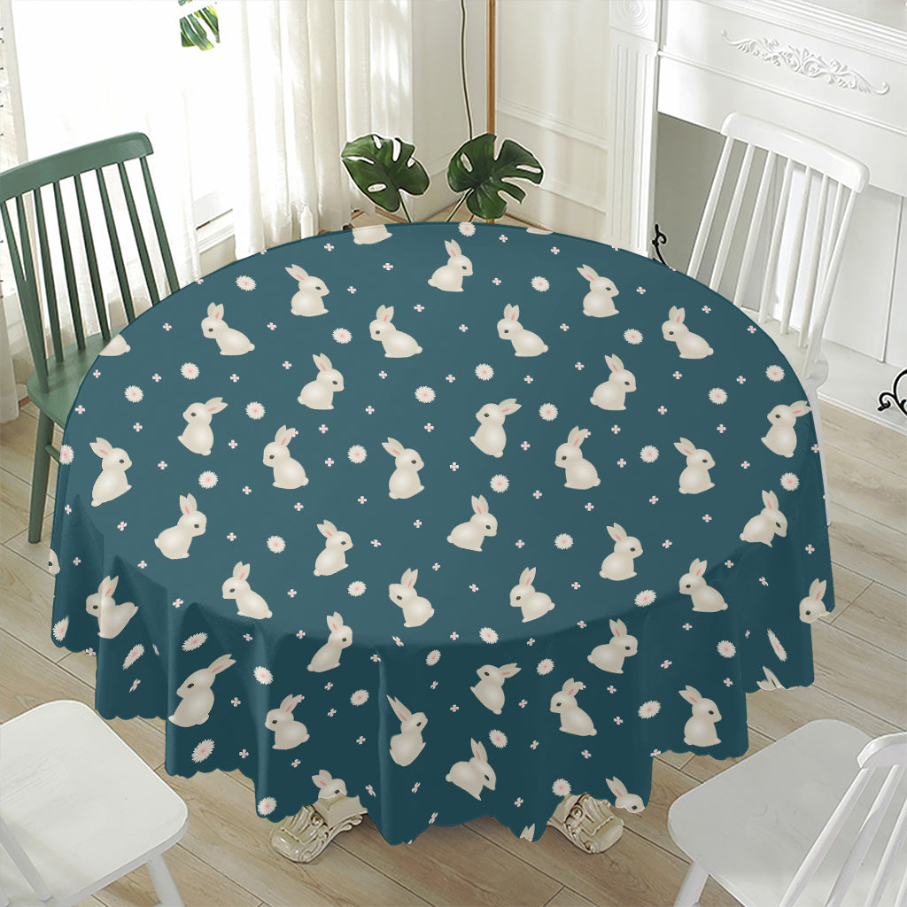 Baby Rabbit Pattern Print Waterproof Round Tablecloth