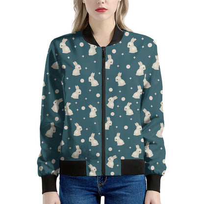 Baby Rabbit Pattern Print Women's Bomber Jacket