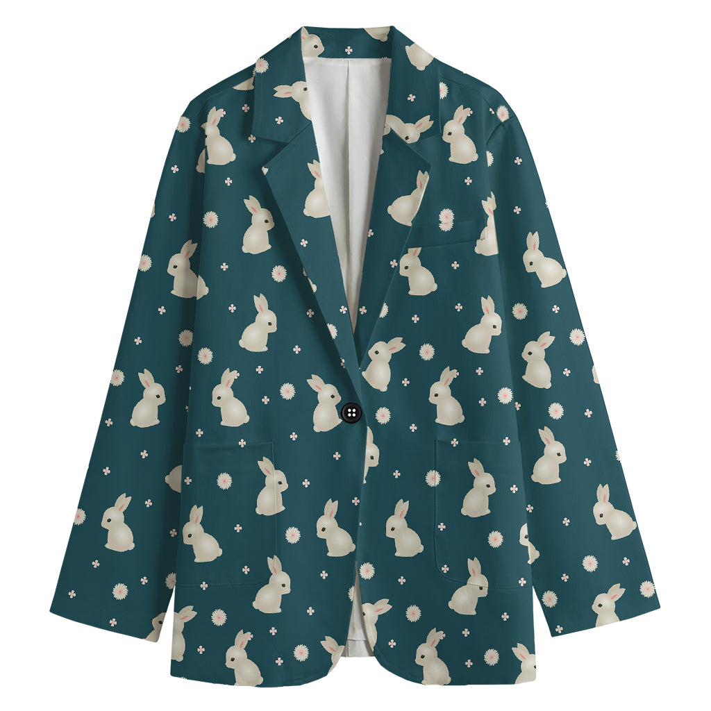 Baby Rabbit Pattern Print Women's Cotton Blazer