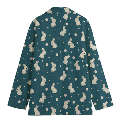 Baby Rabbit Pattern Print Women's Cotton Blazer