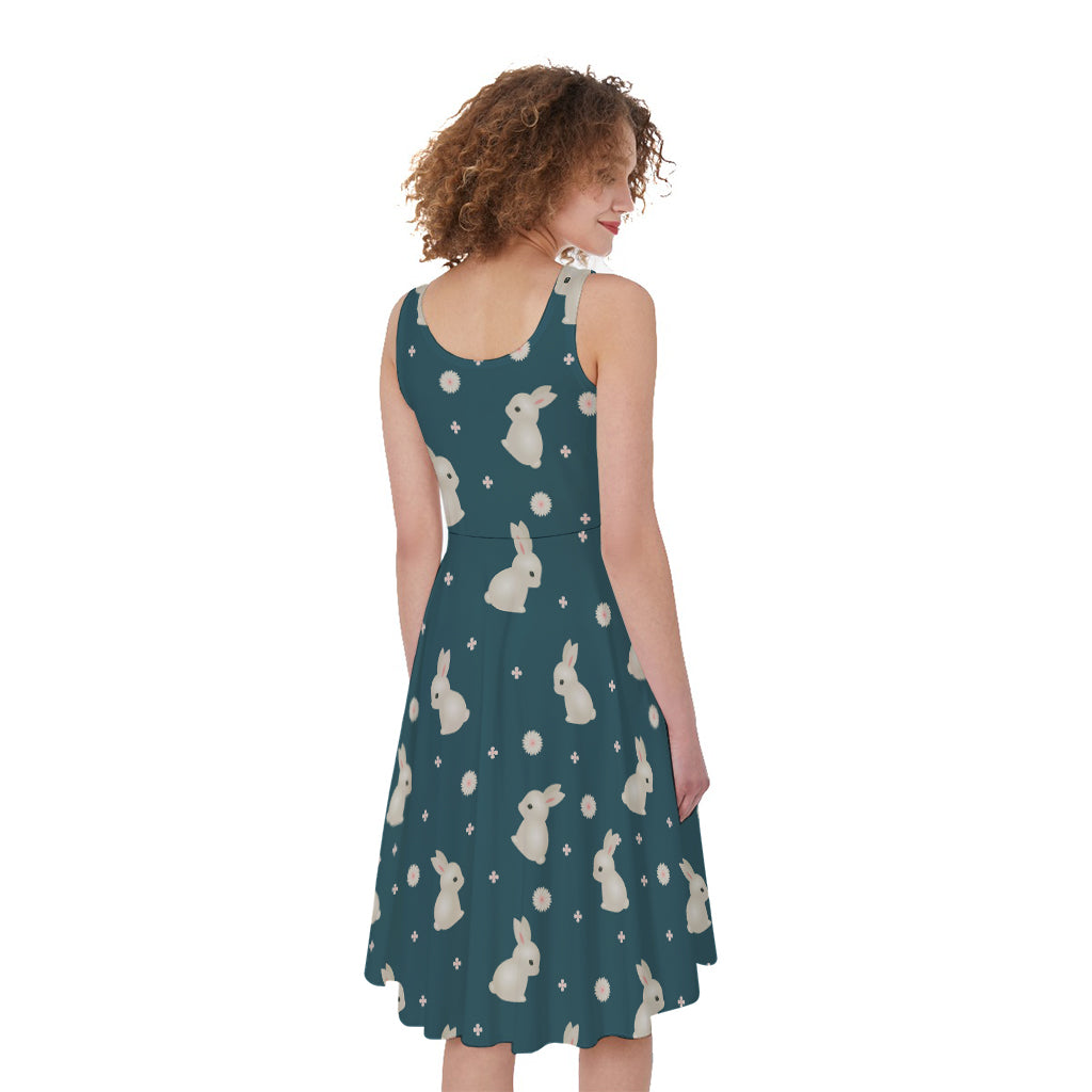Baby Rabbit Pattern Print Women's Sleeveless Dress