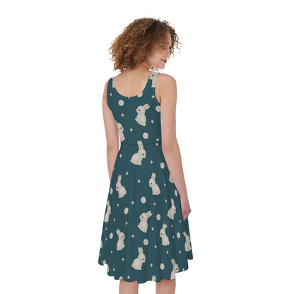 Baby Rabbit Pattern Print Women's Sleeveless Dress