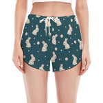 Baby Rabbit Pattern Print Women's Split Running Shorts