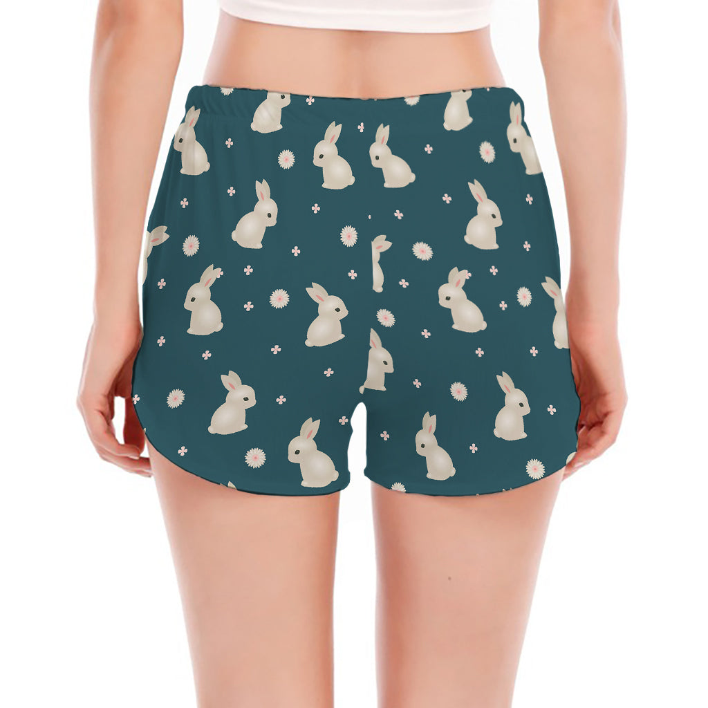 Baby Rabbit Pattern Print Women's Split Running Shorts