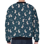 Baby Rabbit Pattern Print Zip Sleeve Bomber Jacket