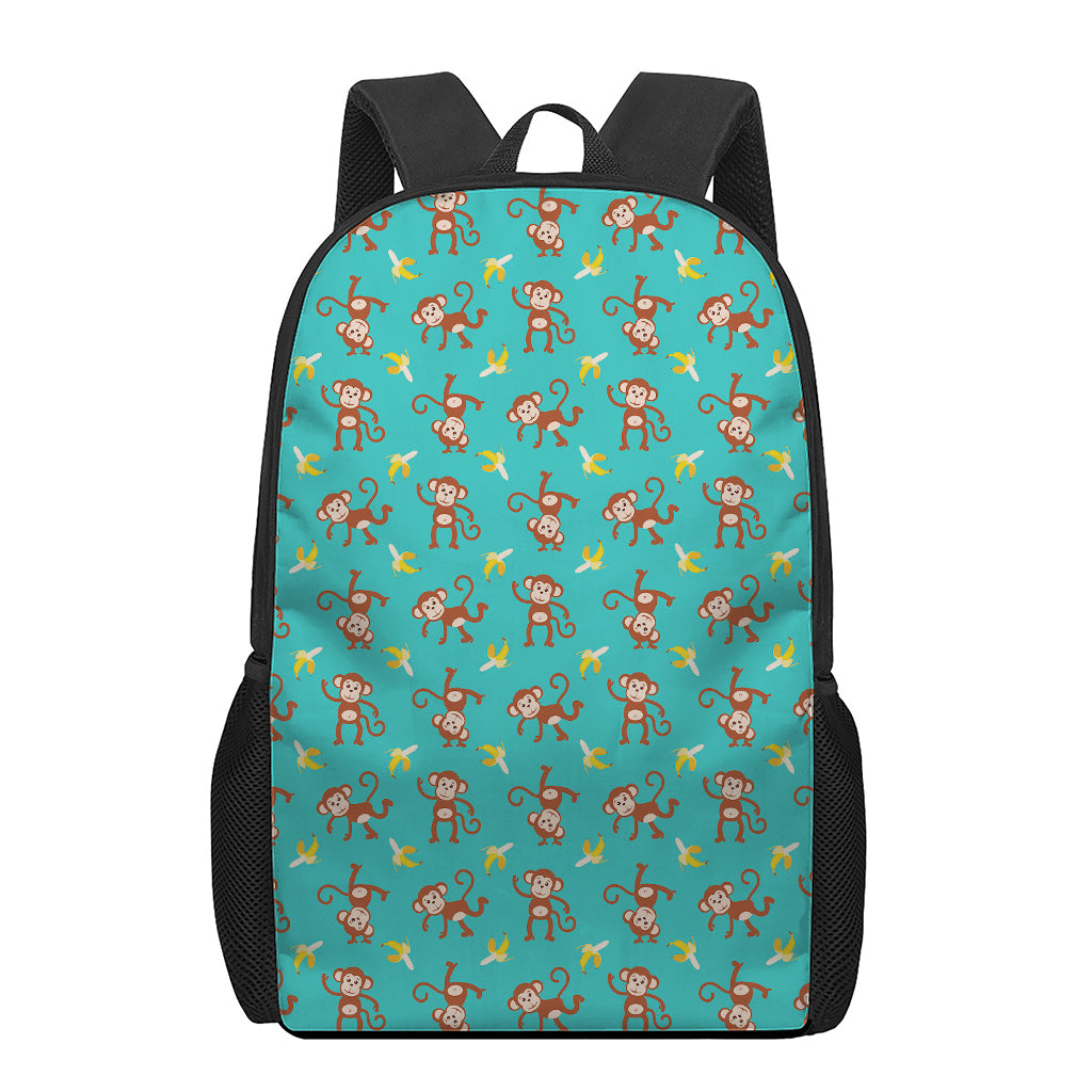 Banana And Monkey Pattern Print 17 Inch Backpack