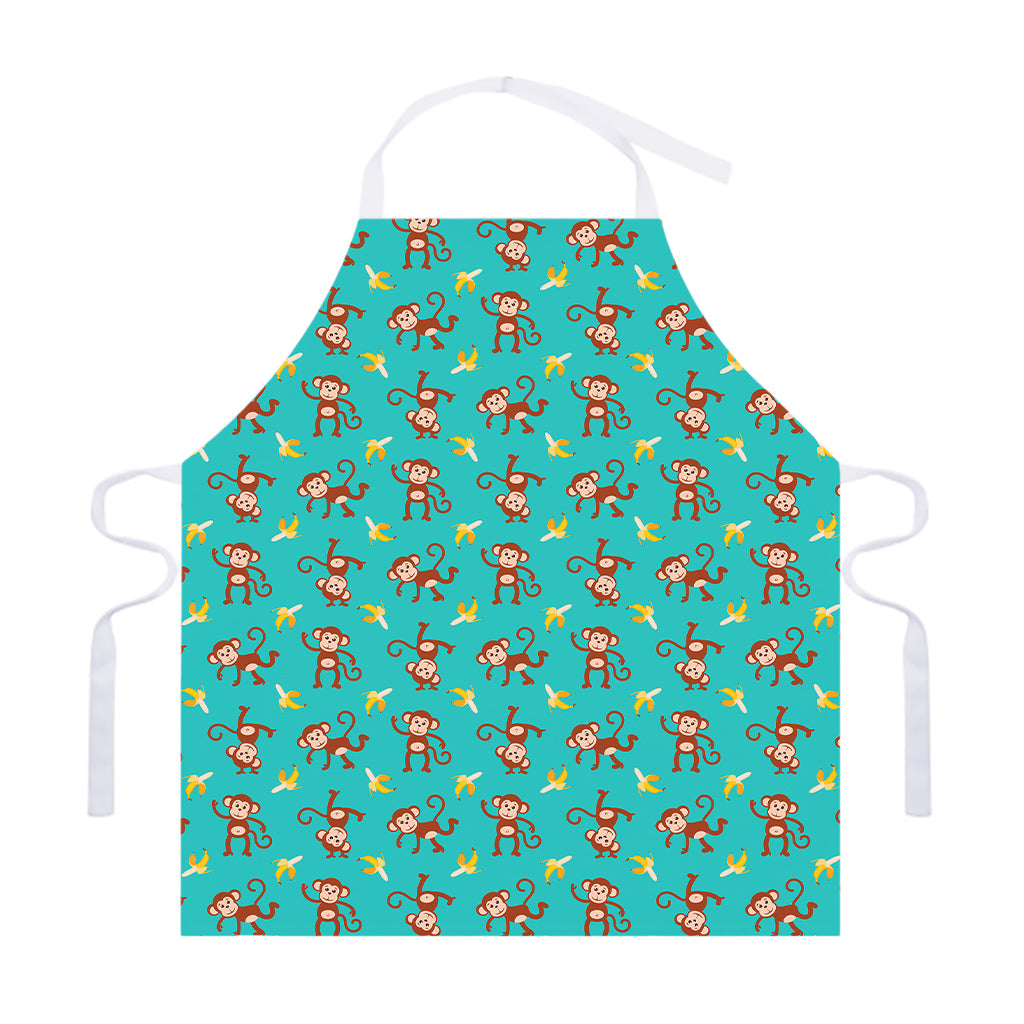Banana And Monkey Pattern Print Adjustable Apron