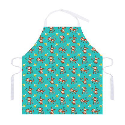 Banana And Monkey Pattern Print Adjustable Apron