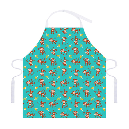 Banana And Monkey Pattern Print Adjustable Apron