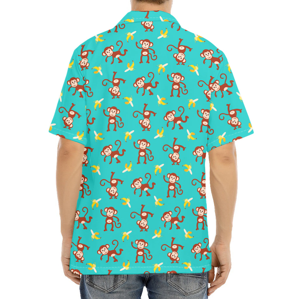 Banana And Monkey Pattern Print Aloha Shirt
