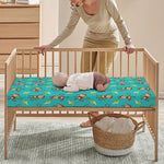 Banana And Monkey Pattern Print Baby Crib Sheet