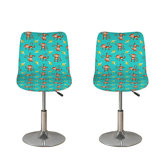Banana And Monkey Pattern Print Bar Stool Covers