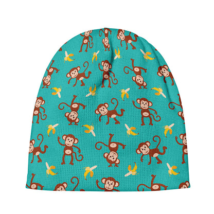 Banana And Monkey Pattern Print Beanie