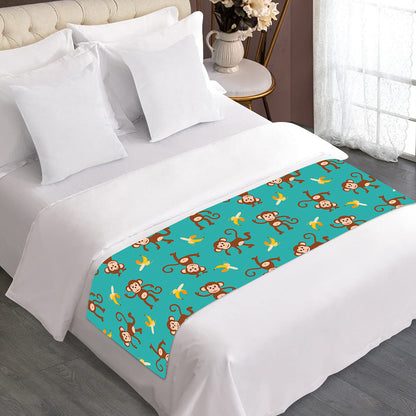 Banana And Monkey Pattern Print Bed Runner