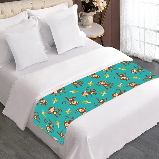 Banana And Monkey Pattern Print Bed Runner