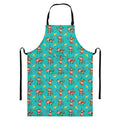 Banana And Monkey Pattern Print Bib Apron With Pocket