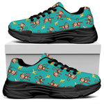Banana And Monkey Pattern Print Black Chunky Shoes