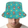 Banana And Monkey Pattern Print Bucket Hat