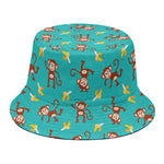 Banana And Monkey Pattern Print Bucket Hat