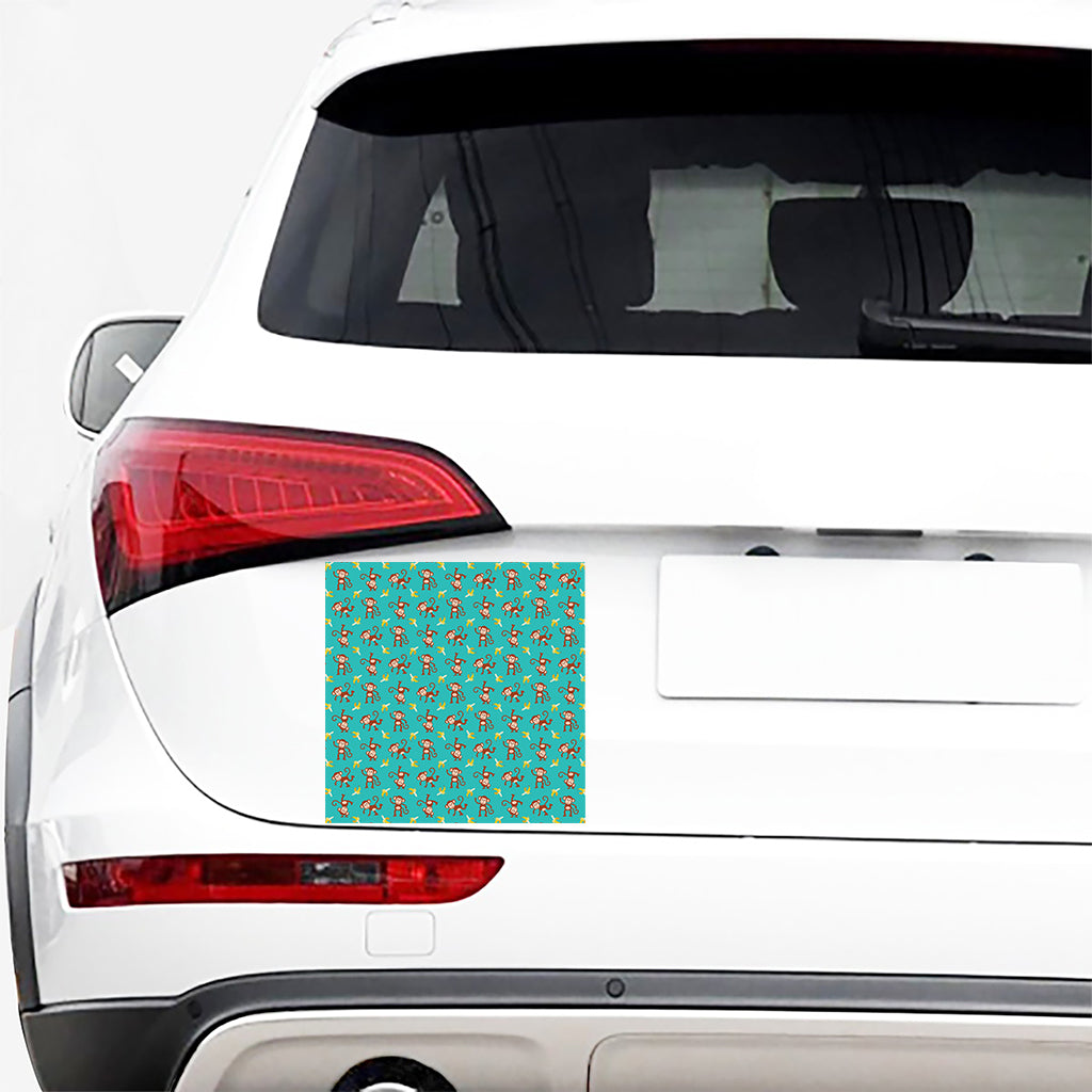 Banana And Monkey Pattern Print Car Sticker