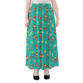 Banana And Monkey Pattern Print Chiffon Maxi Skirt