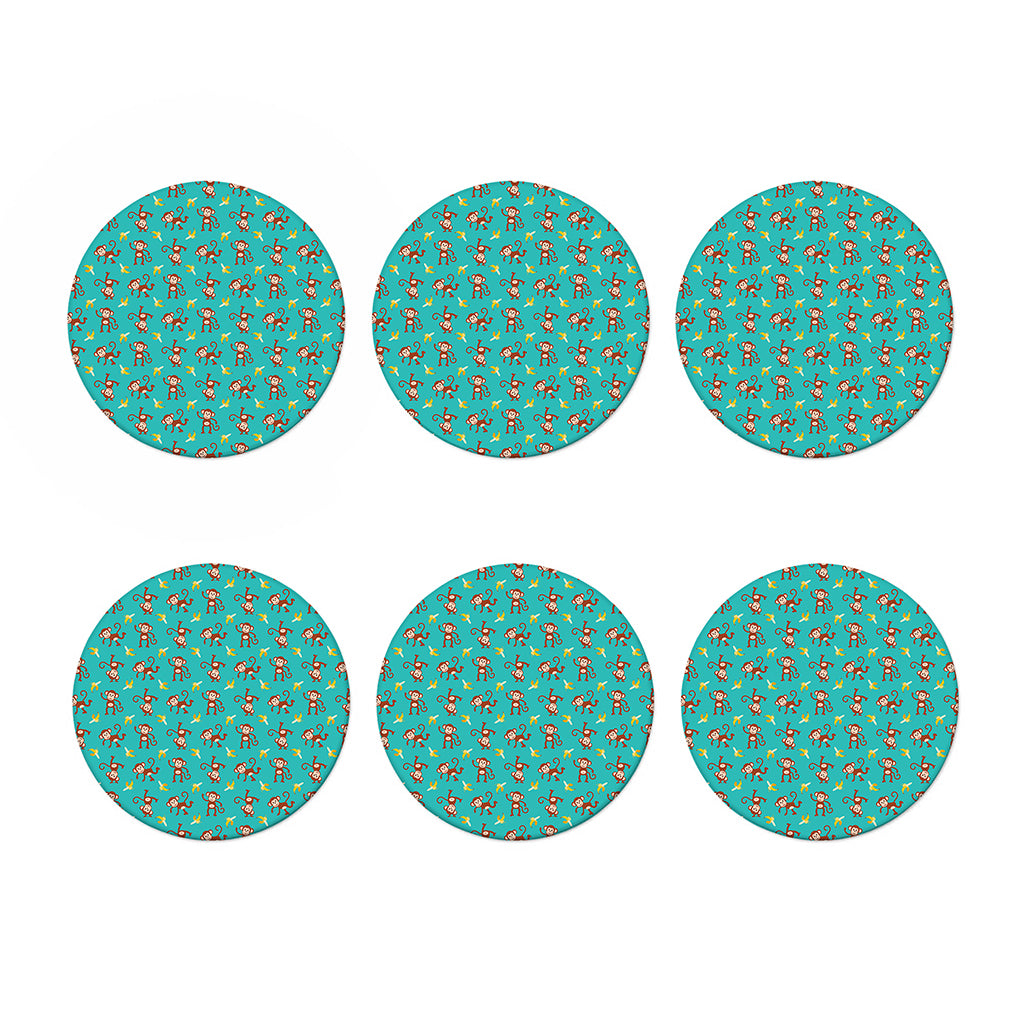 Banana And Monkey Pattern Print Coaster Set