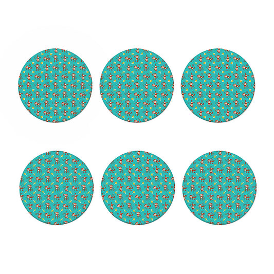 Banana And Monkey Pattern Print Coaster Set