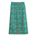 Banana And Monkey Pattern Print Cotton Front Slit Maxi Skirt