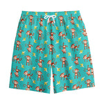 Banana And Monkey Pattern Print Cotton Shorts