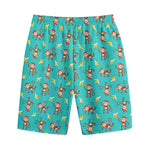Banana And Monkey Pattern Print Cotton Shorts
