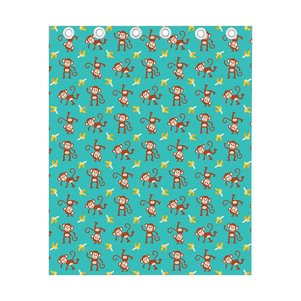 Banana And Monkey Pattern Print Curtain