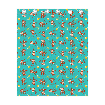Banana And Monkey Pattern Print Curtain