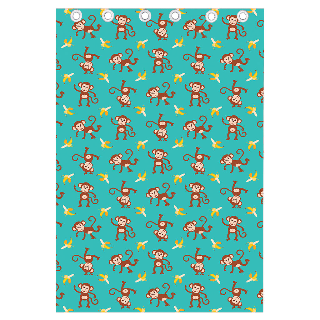 Banana And Monkey Pattern Print Curtain