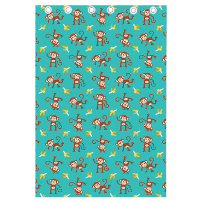 Banana And Monkey Pattern Print Curtain