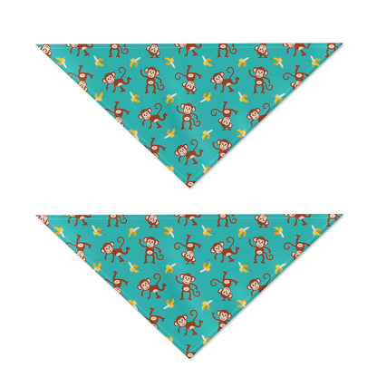 Banana And Monkey Pattern Print Dog Bandana
